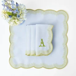Discount Mrs. Alice Alathea Blue & Green Linen Napkins (Set Of 4)