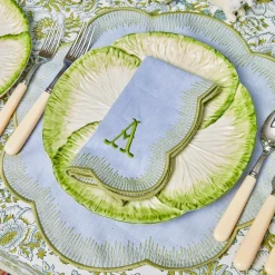 Discount Mrs. Alice Alathea Blue & Green Linen Napkins (Set Of 4)