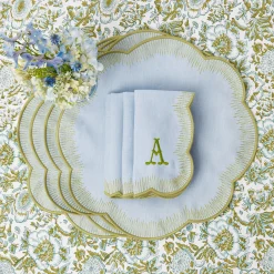 Discount Mrs. Alice Alathea Blue & Green Linen Napkins (Set Of 4)