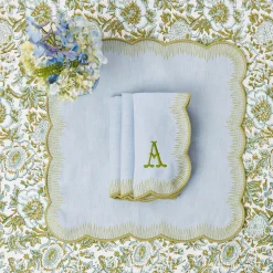 Discount Mrs. Alice Alathea Blue & Green Linen Napkins (Set Of 4)