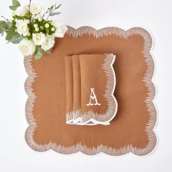 Mrs. Alice Alathea Caramel Linen Placemats & Napkins (Set Of 4)