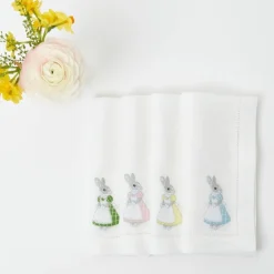 Discount Mrs. Alice Assorted White Linen Rabbit Napkins (Set Of 4)