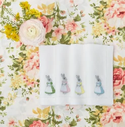 Discount Mrs. Alice Assorted White Linen Rabbit Napkins (Set Of 4)