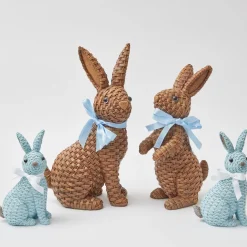 Discount Mrs. Alice Blue & Brown Rattan Rabbit Family