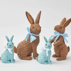 Discount Mrs. Alice Blue & Brown Rattan Rabbit Family