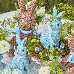 Discount Mrs. Alice Blue & Brown Rattan Rabbit Family