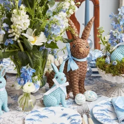 Discount Mrs. Alice Blue & Brown Rattan Rabbit Family