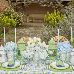 New Mrs. Alice Blue & Green Camille Candle Holder (Pair)