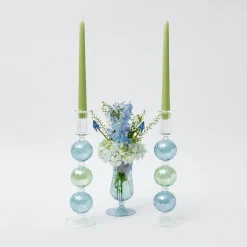 New Mrs. Alice Blue & Green Camille Candle Holder (Pair)