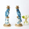 Best Mrs. Alice Blue & White Parrot Candle Holder (Pair)