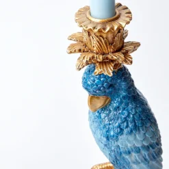Best Mrs. Alice Blue & White Parrot Candle Holder (Pair)