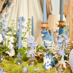 Best Mrs. Alice Blue & White Parrot Candle Holder (Pair)