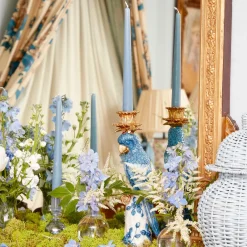 Best Mrs. Alice Blue & White Parrot Candle Holder (Pair)