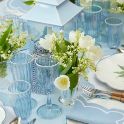 Sale Mrs. Alice Blue & White Rim Short Stem Glass (Set Of 4)