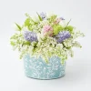 Hot Mrs. Alice Blue Floral Tole Scalloped Planter
