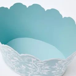 Hot Mrs. Alice Blue Floral Tole Scalloped Planter