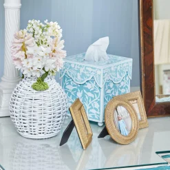 Outlet Mrs. Alice Blue Floral Tole Tissue Box