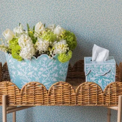 Outlet Mrs. Alice Blue Floral Tole Tissue Box