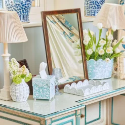 Outlet Mrs. Alice Blue Floral Tole Tissue Box