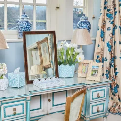 Outlet Mrs. Alice Blue Floral Tole Tissue Box
