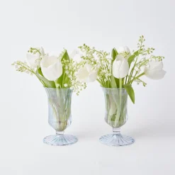 Hot Mrs. Alice Blue Fluted Vases (Pair)