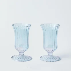 Hot Mrs. Alice Blue Fluted Vases (Pair)