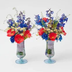 Hot Mrs. Alice Blue Fluted Vases (Pair)