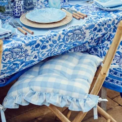 Best Mrs. Alice Blue Gingham Ruffle Seat Pad Cushion