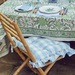 Best Mrs. Alice Blue Gingham Ruffle Seat Pad Cushion
