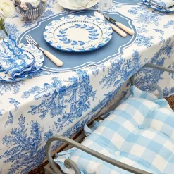 Best Mrs. Alice Blue Gingham Ruffle Seat Pad Cushion