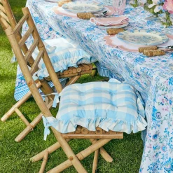 Best Mrs. Alice Blue Gingham Ruffle Seat Pad Cushion