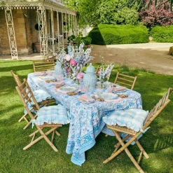 Best Mrs. Alice Blue Gingham Ruffle Seat Pad Cushion