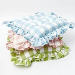 Best Mrs. Alice Blue Gingham Ruffle Seat Pad Cushion