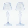 Mrs. Alice Blue Glass Lantern Tea Light Holders (Pair) - 24Cm