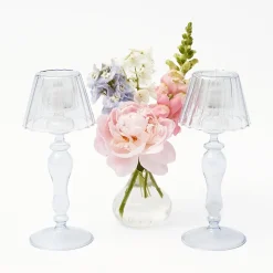 Mrs. Alice Blue Glass Lantern Tea Light Holders (Pair) - 24Cm