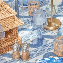 Clearance Mrs. Alice Blue Glass Lantern Tea Light Holder (Pair) - 18 Cm