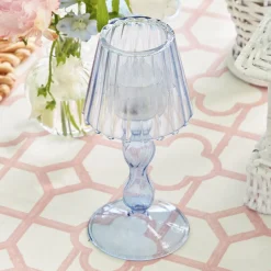 Clearance Mrs. Alice Blue Glass Lantern Tea Light Holder (Pair) - 18 Cm