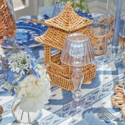 Best Mrs. Alice Blue Glass Lantern Tea Light Holders (Pair) - 24Cm