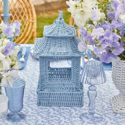 Mrs. Alice Blue Rattan Pagoda Lantern