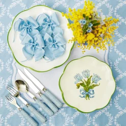 New Mrs. Alice Blue Saddle Stitch Napkin Bows (Set Of 4)