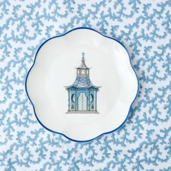 Clearance Mrs. Alice Blue Scalloped Pagoda Starter Plate