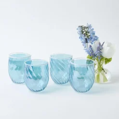 Discount Mrs. Alice Blue Swirl Water Glasses With White Rim (Set Of 4)