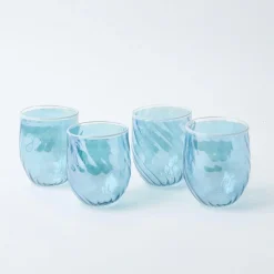 Discount Mrs. Alice Blue Swirl Water Glasses With White Rim (Set Of 4)