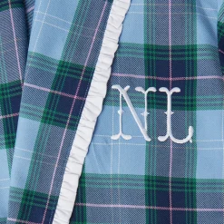 New Mrs. Alice Blue Tartan Frilled Dressing Gown
