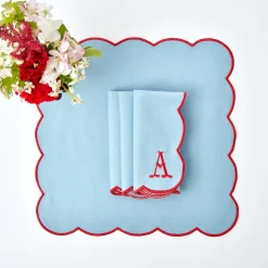 Online Mrs. Alice Blue With Red Scallop Napkins (Set Of 4)
