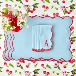 Online Mrs. Alice Blue With Red Scallop Napkins (Set Of 4)