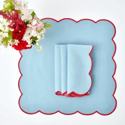 Online Mrs. Alice Blue With Red Scallop Napkins (Set Of 4)