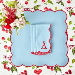 Online Mrs. Alice Blue With Red Scallop Napkins (Set Of 4)