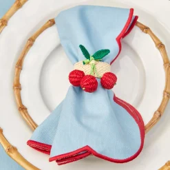 Online Mrs. Alice Blue With Red Scallop Placemats & Napkins (Set Of 4)