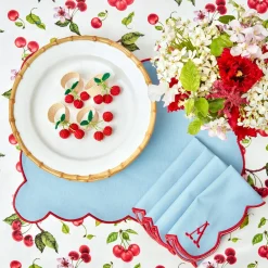 Online Mrs. Alice Blue With Red Scallop Placemats & Napkins (Set Of 4)